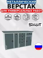 Слесарный верстак SMART 1760.1.P.4.1-1 универсальный в гараж,864х1766х605