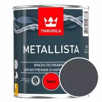 Эмаль по ржавчине Tikkurila Metallista RAL 7016 (Антрацитово-серый - Anthracite grey) глянцевая 0,9 л