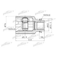 ШРУС внутренний правый 29x43x28 MAZDA 323 BJ 98-04, MAZDA 2 DE 07- Patron PCV1011