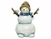 Новогодняя фигурка снеговичок С птичкой, полистоун, 14 см, Kaemingk (Decoris)