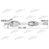 Полуось передняя правая 23x734x57,5x23 ABS: 44T RENAULT: CLIO II 2.0 16V SPORT 98- Patron PDS0263