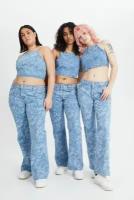 Расклешенные низкие джинсы 90-х годов - синий/разноцветный - 50