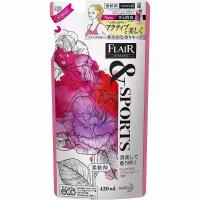 Kao flair fragrance sports splash rose кондиционер для белья, с дезодорирующей формулой, с ароматом персика, личи и розы, мягкая упаковка, 420 мл