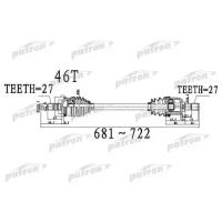 Полуось передний мост слева 27X681X60X27 ABS:46T HYUNDAI ELANTRA [A5] 1,6 11- 1,8 6MT, I30 [A5] 12 - Patron PDS0490