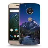 Дизайнерский силиконовый чехол для Моторола Мото Ж5с / Motorola Moto G5s Горы и полумесяц