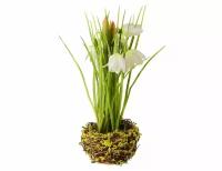 Искусственные весенние цветы подснежники В гнёздышке, белые, 20 см, Boltze