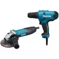 Makita DK0121 дрель DF0300 + ушм GA5030 black-blue