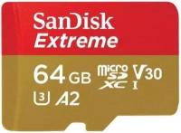 Карта памяти SanDisk Extreme 64GB microSDXC UHS-I U3 V30 A2, R/W 170/80 МБ/с