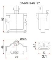 Катушка зажигания TY 3S/4S-FE SV3#/4#, SX90, 1JZ/2JZ-GE JZX9#, JZS13#/14#, 4A-GE AE10#/111, 4E-FTE/5, ST9091902197 Sat ST-90919-02197