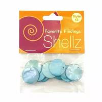 Декоративный элемент - подвески Shellz, круглые, перламутровые, бирюзовые, 10 шт., 1 упаковка