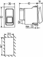 Выключатель клавишный (8 контактов, вар.осн. I-0-II, без ламп) HELLA 6GM 007 832-251