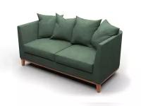 Дизайнерский диван Soft Element Хаас, двухместный, дерево, велюр, зеленый, стиль, на кухню, в офис, на дачу, для кафе и ресторанов