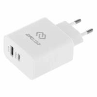 Сетевое зарядное устройство Digma DGW3D, USB-C + USB-A, 30Вт, 3A, белый [dgw3d0f110wh]