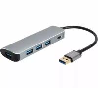 Адаптер концентратор VCOM USB 3.1 Type-A-4 USB3.0 Alum Shell HUB