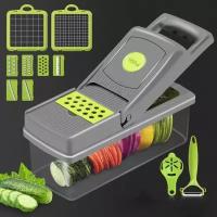 Многофункциональная овощерезка Veggie Slicer 11 в 1. ИзмельчительVIGGIE SLICER Терка комплект Контейнер Ситечко и нож для Очистки овощей