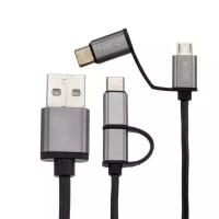 Data-кабели Red Line Кабель Red Line, Micro USB+Type-C - USB, 2 А, 1 м, черный