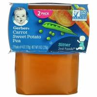 Gerber, Natural for Baby, Veggie Power, 2nd Foods, морковь и батат и горошек, 2 упаковки по 113 г (4 унции)