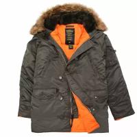 Куртка аляска Alpha Industries Slim Fit N-3B Parka, grey-orange (размер: xxl)