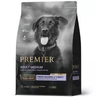 Premier Dog Salmon&Turkey ADULT Medium корм для собак средних пород свежее филе лосося с индейкой 3кг