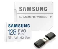 Карта памяти MicroSD 128GB Samsung Class 10 Evo Plus U1 (R/W 130 MB/s) + SD адаптер + Card Reader Usb