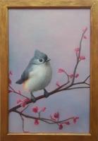 Оригинальная картина на холсте 33х23см, живопись птицы, идея подарка