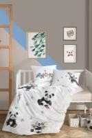 Комплект сатинового белья в кроватку Panda Beige v1 Karven (кремовый), Детский (в кроватку)