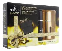 Travalo Набор Classic Easy Fill Perfume Spray (атомайзер 2*5мл + кожаный чехол) Black & Gold