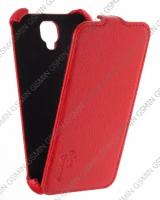 Кожаный чехол для Explay Flame Aksberry Protective Flip Case (Красный)