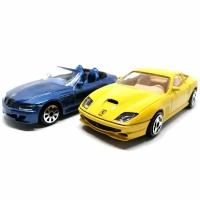 Модель BMW Z3 M Ferrari 550 Maranello желтая масштаба 1:43, металл Bburago 4200bf