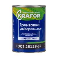 Грунтовка ГФ-021 по дереву и металлу Krafor, алкидная, 0,8 кг, серая