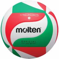 Мяч волейбольный MOLTEN V5M4000X размер 5, 18 панелей, синтетическая кожа ПУ, клееный, бело-красно-зеленый