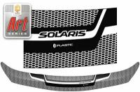 Дефлектор капота для Hyundai Solaris хетчбэк 2014-2017 Серия Art серебро