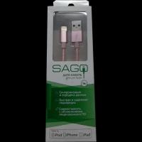 Кабель для Apple Lightning MFI Sago 1м розовый (SG-8PIN-1M-RG)