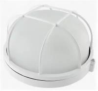 Светильник влагозащищенный НПБ Е27 60Вт IP54 круг с решеткой белый стекло