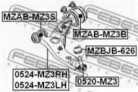 рычаг Fr L Mazda 3 BK 2003, 0524MZ3RH FEBEST 0524-MZ3RH