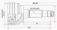 Шрус MAZDA 323/Familia/Protege B3/B5/FP/ZL/FS 96-03, Premacy CP8W 4WD, MZ036 Sat MZ-036