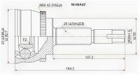 Шрус NISSAN Sunny/Sentra B15/AD/Wingroad Y11/Bluebird Sylphy G10 QG13/15 98- ABS, NI60A42 Sat NI-60A42