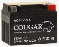 Аккумулятор мотоциклетный COUGAR AGM VRLA 12V4 YTX4L-BS 113x70x85