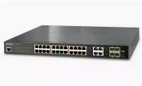 Planet IPv6/IPv4, 24-Port Managed 802.3at POE+ Gigabit Ethernet Switch + 4-Port Gigabit Combo TP/SFP (220W)