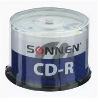 Диски CD-R SONNEN 700 Mb 52x Cake Box, комплект 50 шт., 512570