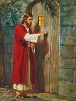 Икона на дереве ручной работы - Иисус стучащийся в дверь, 15х20х1,8 см, арт И8831