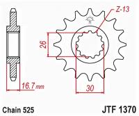 JT Звезда цепного привода JTF1370.16RB