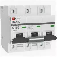 EKF Автоматический выключатель 3P 100А (C) 10kA ВА 47-100 EKF Basic mcb47100-3-100C-bas