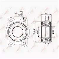 Подшипник ступицы AUDI A4 1.6-3.2 00-08 / A6 1.8-4.2 97-05 / A8 2.5D-3.7 96-02, VW Pas LYNXauto WB1001