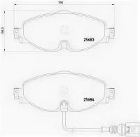 К-т торм. колодок Fr Audi A3, VW Golf VII Brembo P85126