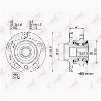 Ступица передняя в сборе (с ABS, 3 крепежных отверстия) AUDI A3(8P / V) 1.2T-2.0T 03, SKODA Octavia LYNXauto WH1119