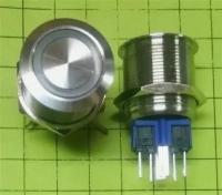 Кнопка антивандальная металл GN22-A фикс.Подсв.12V красн.(GQ22-11E)