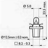 Лампа накаливания 10шт в упаковке 12V 2W BAX8,5D/2 YELLOW-GREEN PHILIPS 12600CP