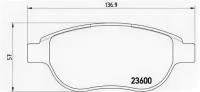 Колодки тормозные дисковые передн, CITROEN: C3 1.6 16V/1.6 16V HDi/1.6 Bioflex 02-, C4 1.4 16V/1.6 16V/1.6 16V Bio-Flex/1.6 HDi/1.6 THP 140/1.6 THP 1 Brembo P61068