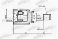 ШРУС внутренний 23x34x20 TOYOTA YARIS (JPP) KSP90 05- Patron PCV1458